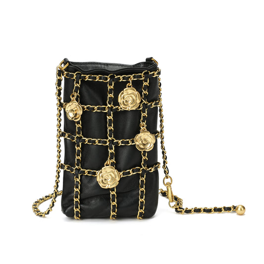 Chain-Embellished Mini Crossbody Bag