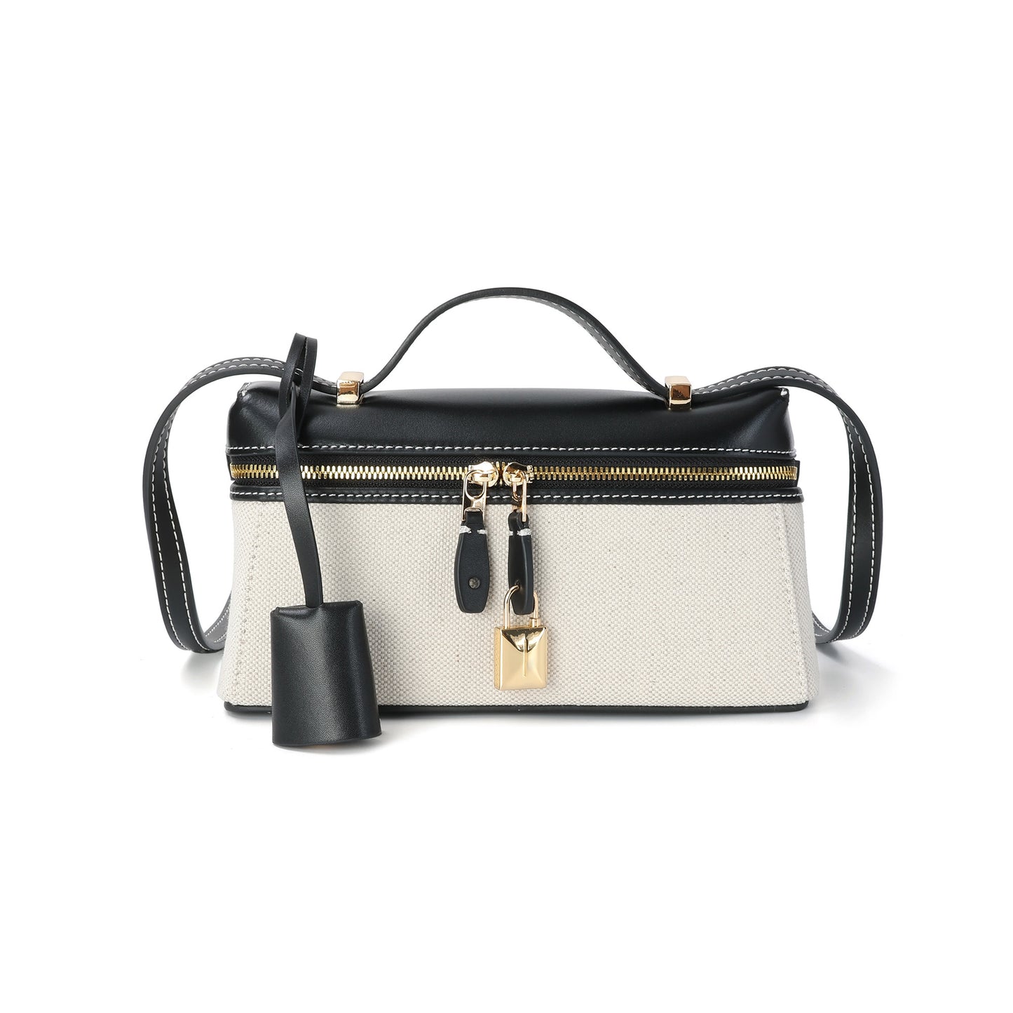 Stylish Canvas and Leather Crossbody Bag