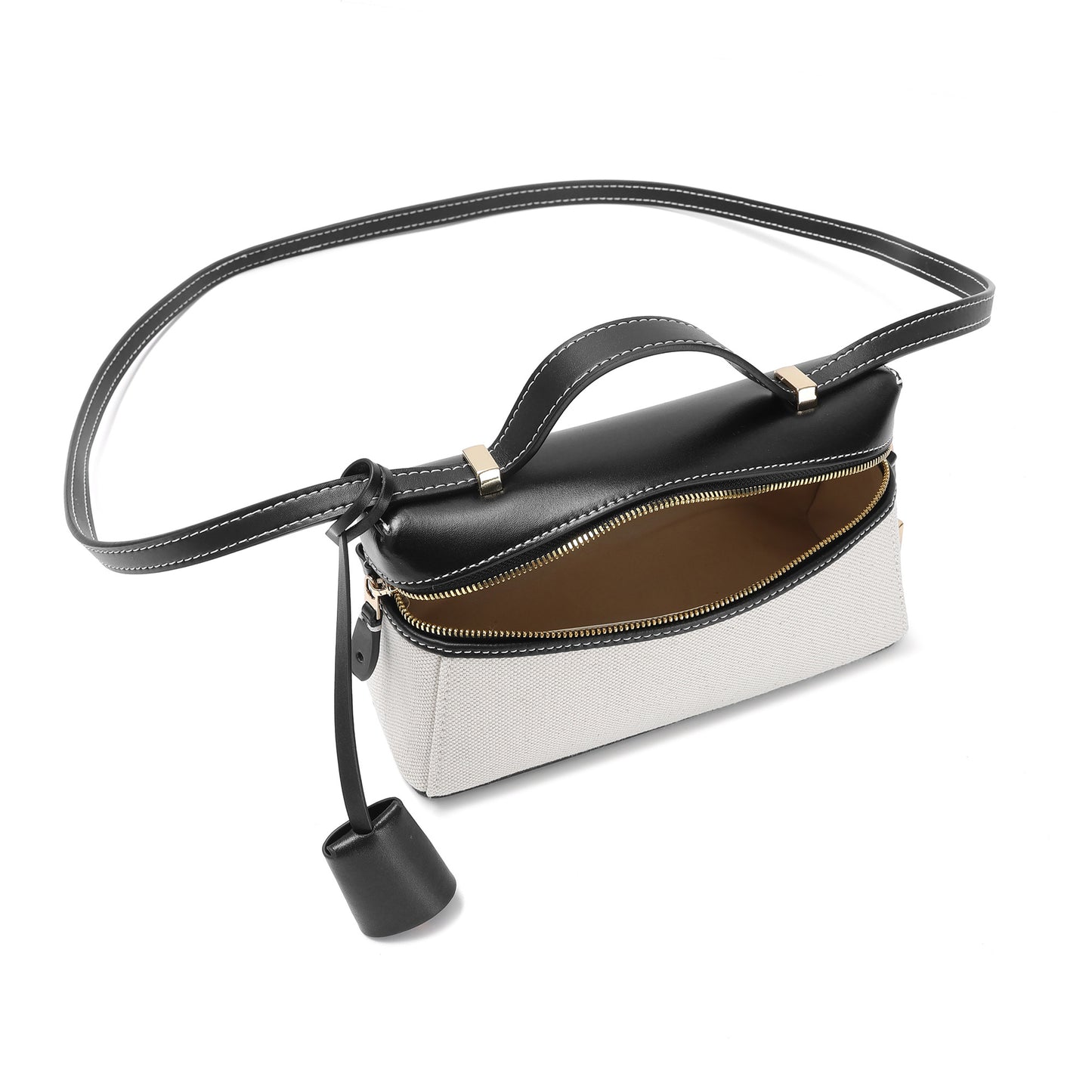 Stylish Canvas and Leather Crossbody Bag