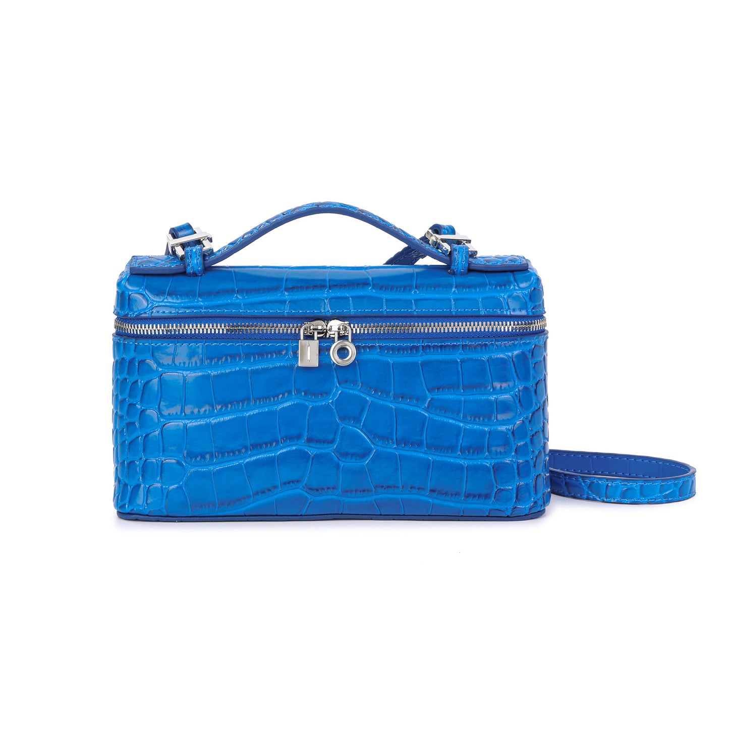 Croc-Embossed Leather Mini Top-Handle Bag with adjustable Strap