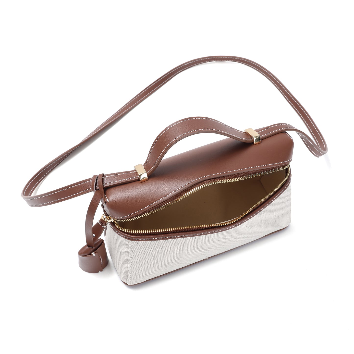 Stylish Canvas and Leather Crossbody Bag