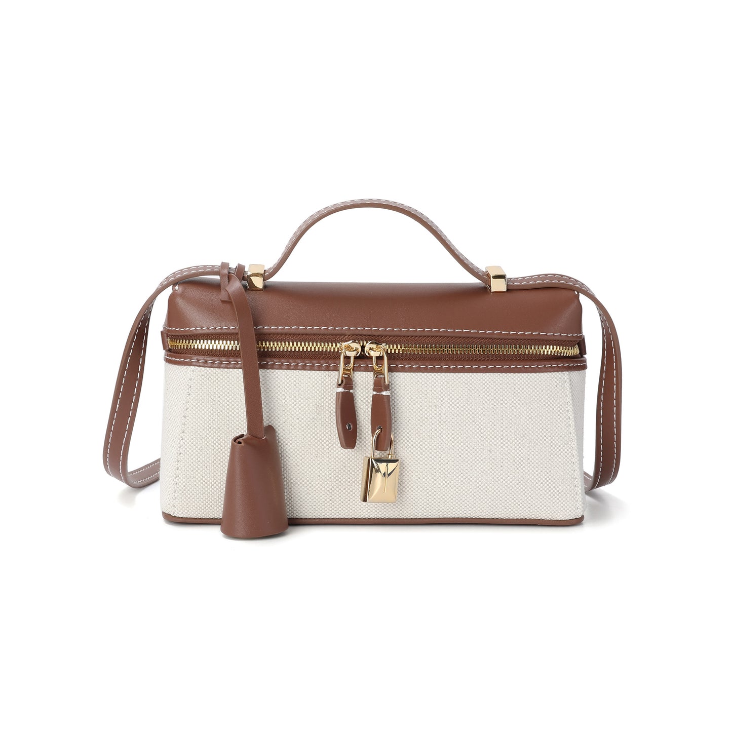 Stylish Canvas and Leather Crossbody Bag