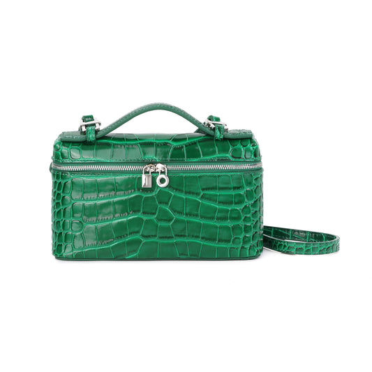 Croc-Embossed Leather Mini Top-Handle Bag with adjustable Strap