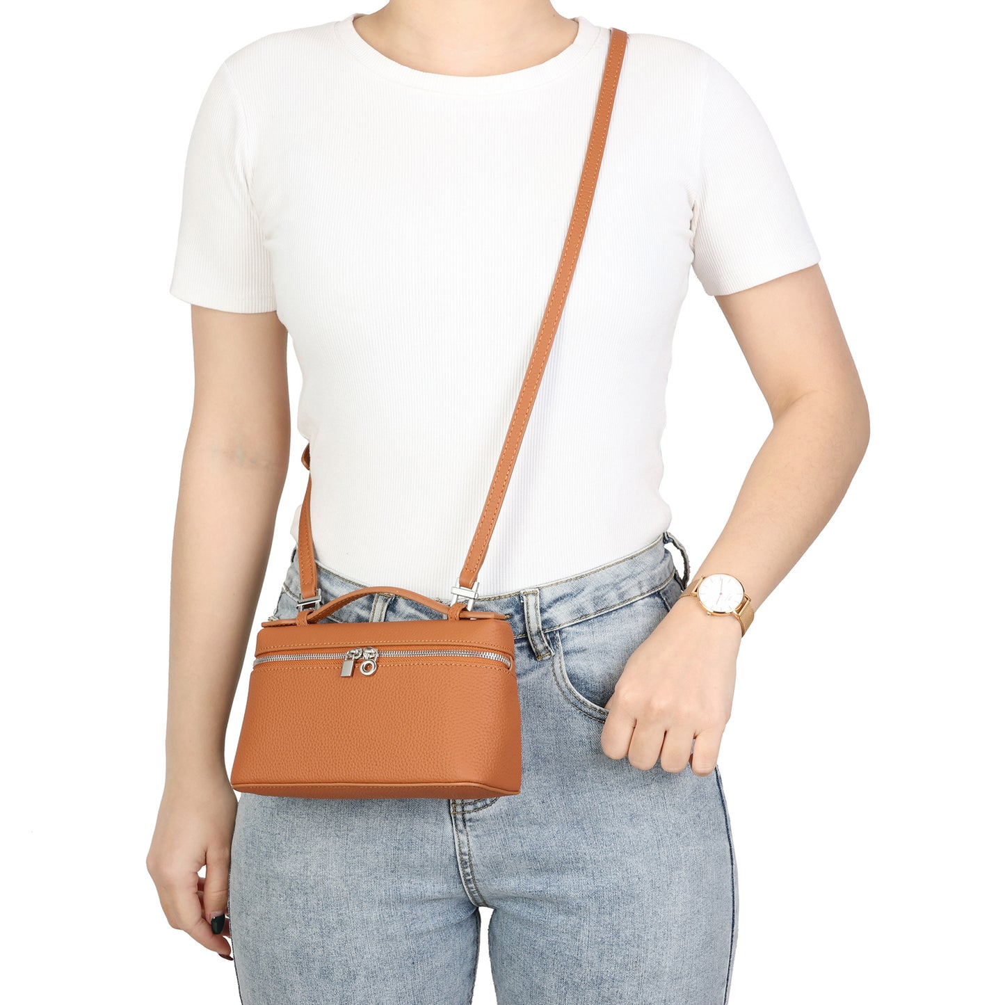 Modern Pebbled Crossbody Bag