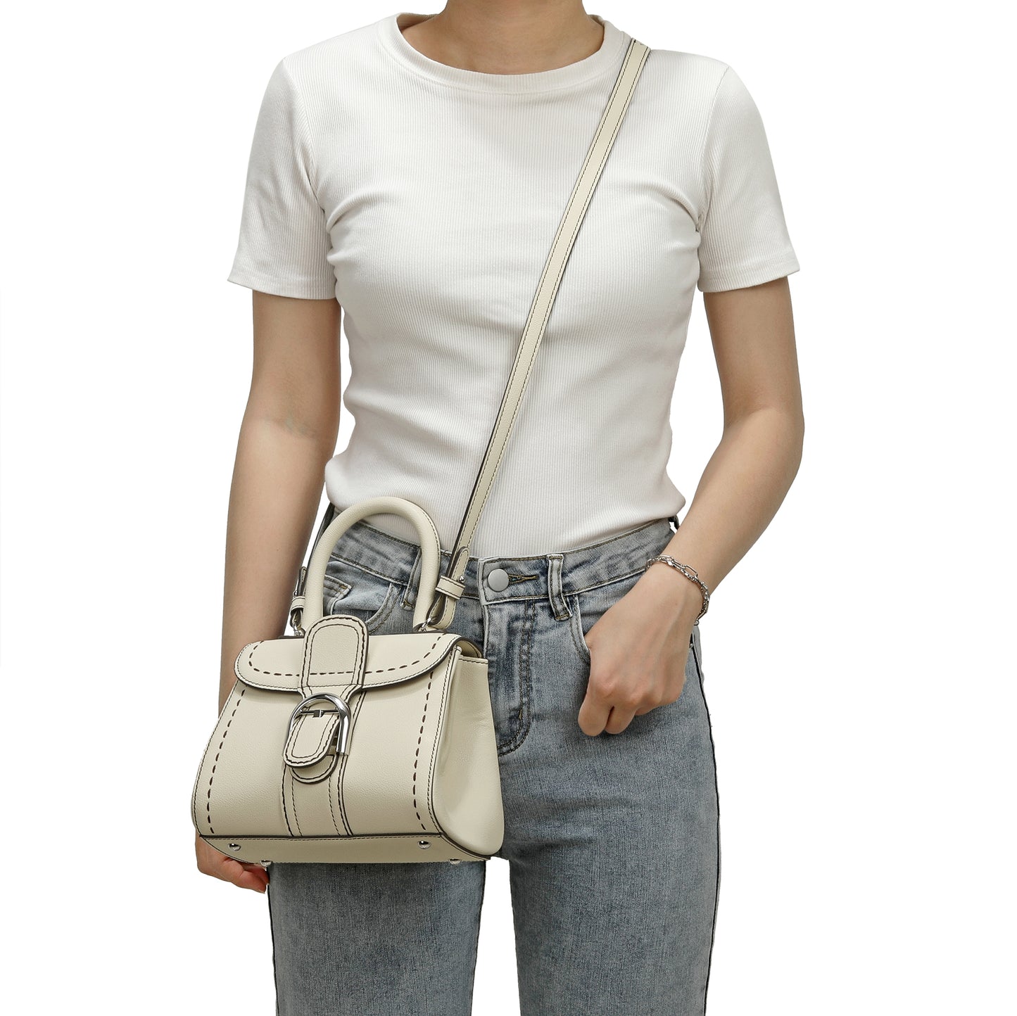Tiffany & Fred Full-Grain Leather Satchel/Shoulder Bag