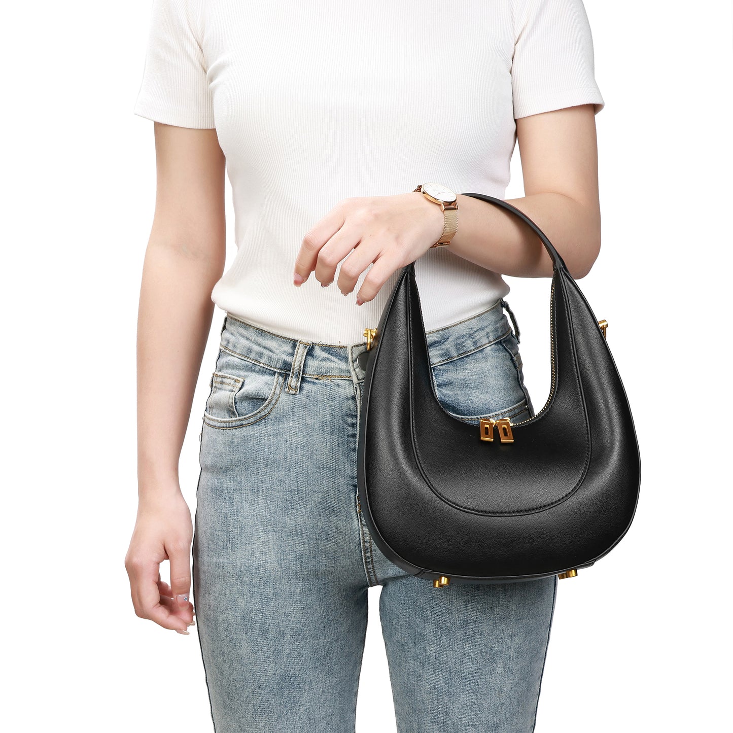 Smooth Leather Hobo/Shoulder Bag