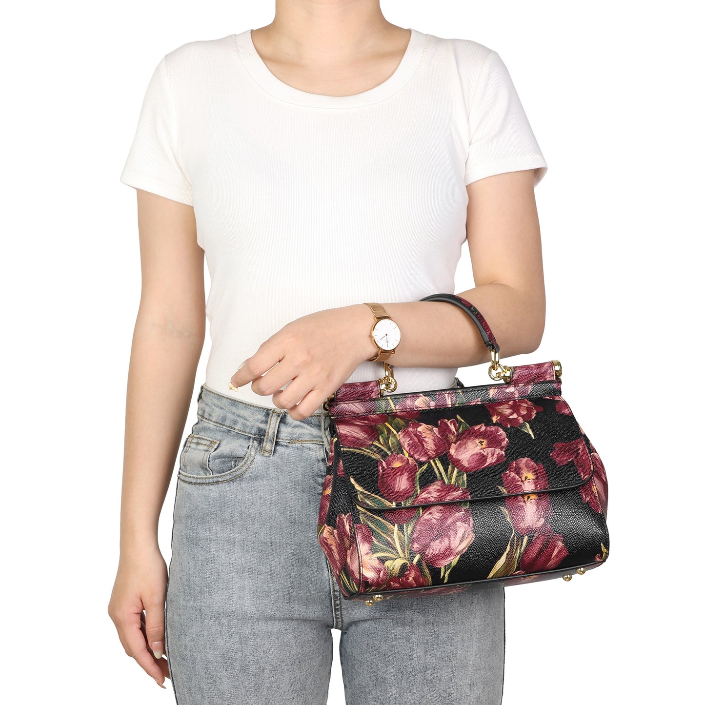 Tiffany & Fred Printed Leather Satchel/Shoulder Bag