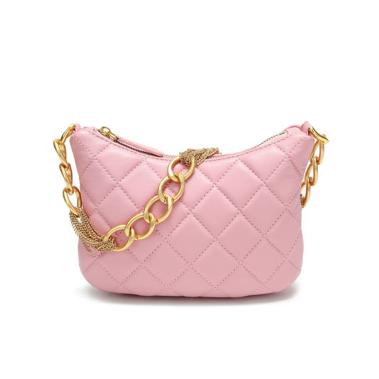 Quilted Leather Shoulder Bag with Chain Strap