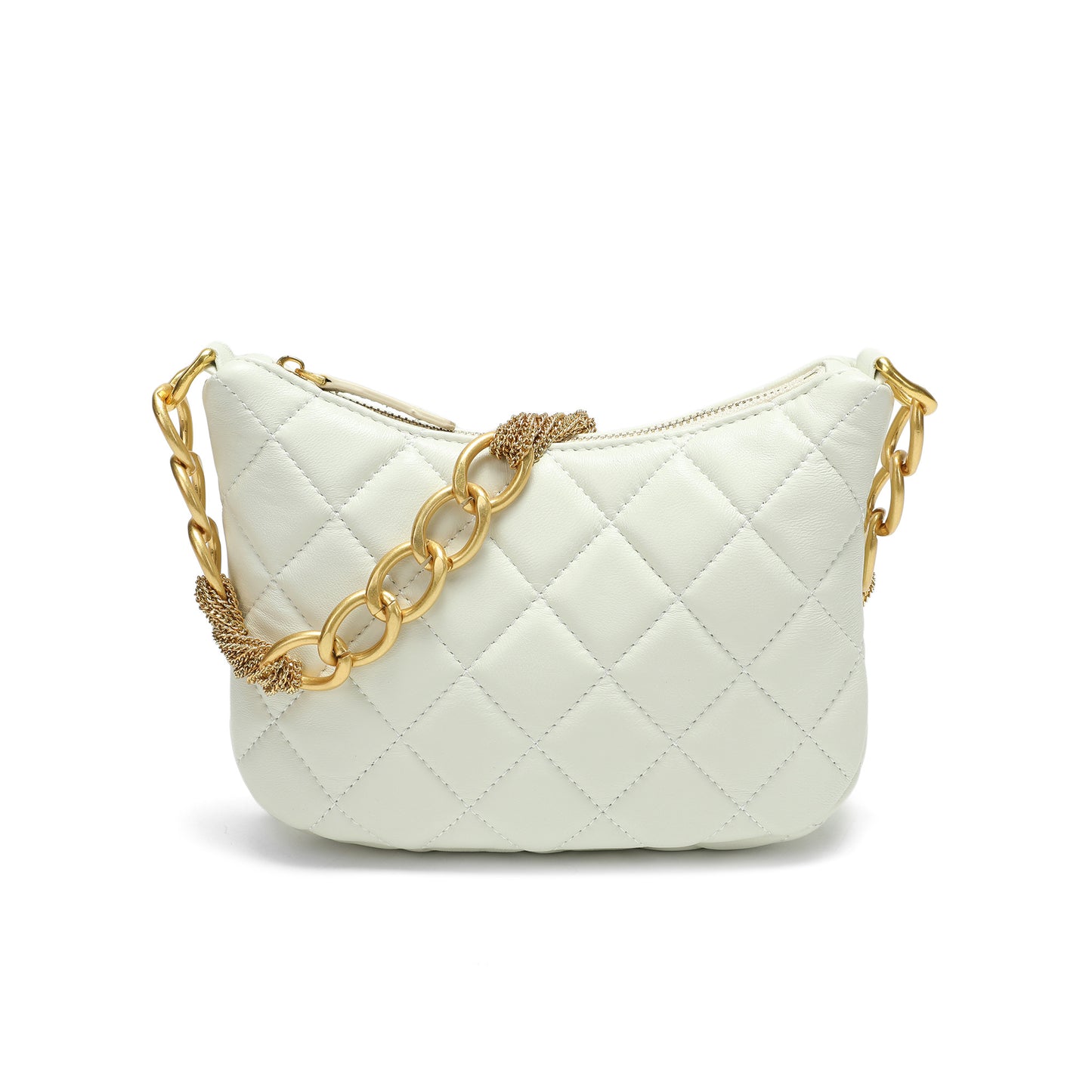 Quilted Leather Shoulder Bag with Chain Strap