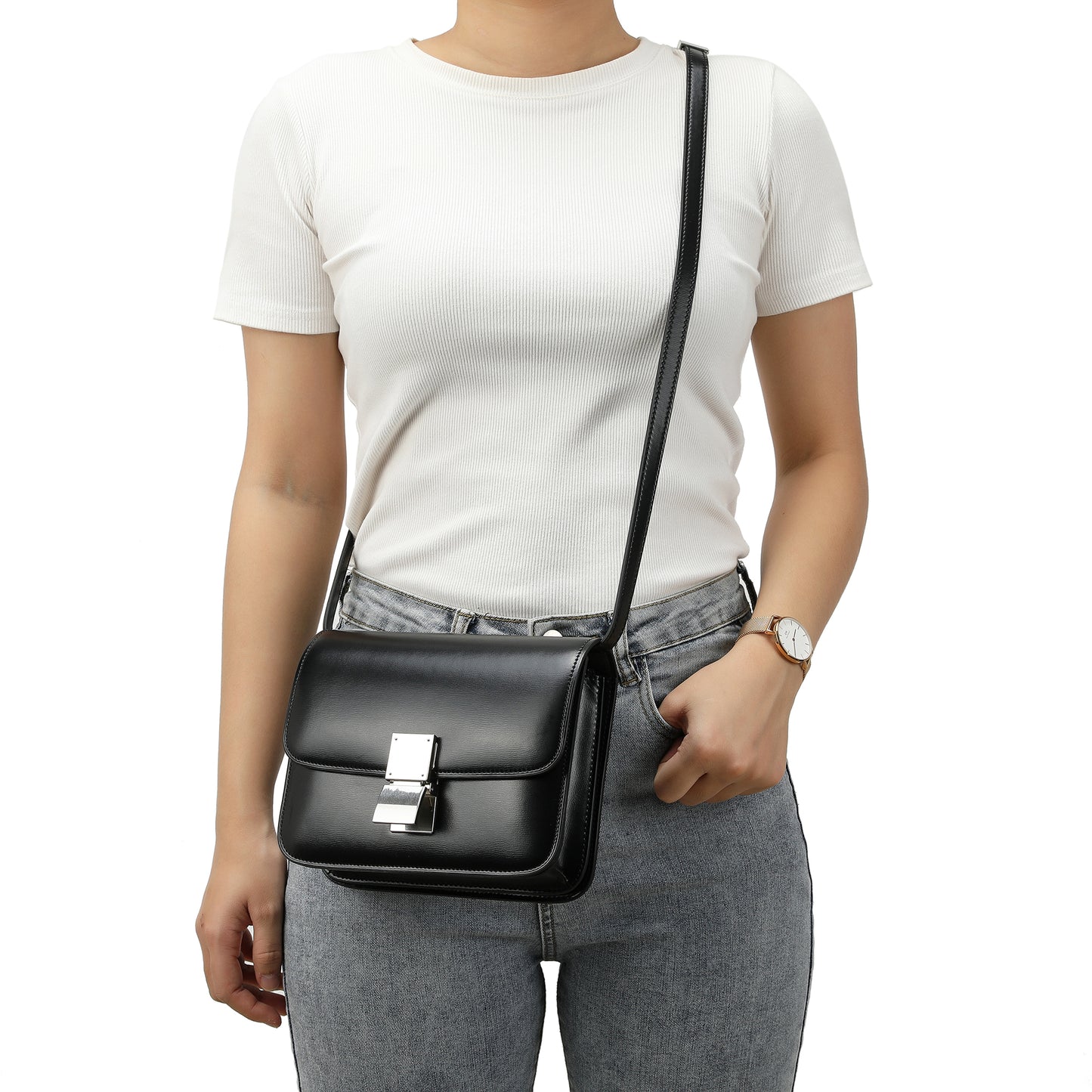 Tiffany & Fred Smooth Nappa Leather Foldover Crossbody/Shoulder Bag