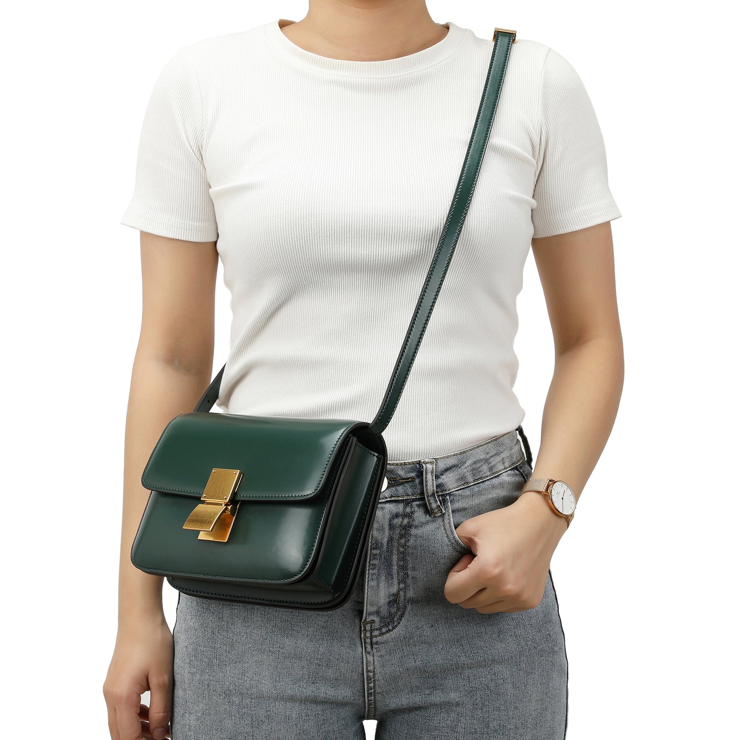 Tiffany & Fred Smooth Nappa Leather Foldover Crossbody/Shoulder Bag