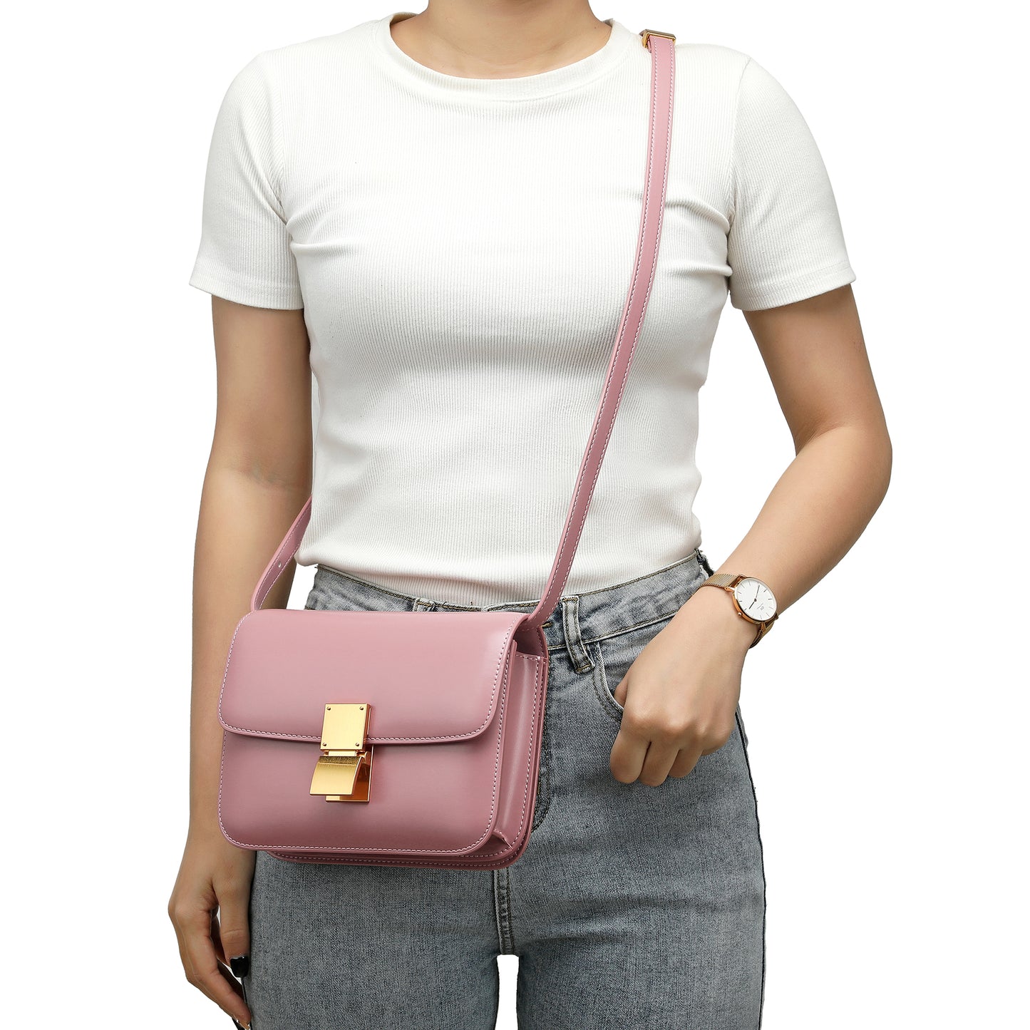 Tiffany & Fred Smooth Nappa Leather Foldover Crossbody/Shoulder Bag