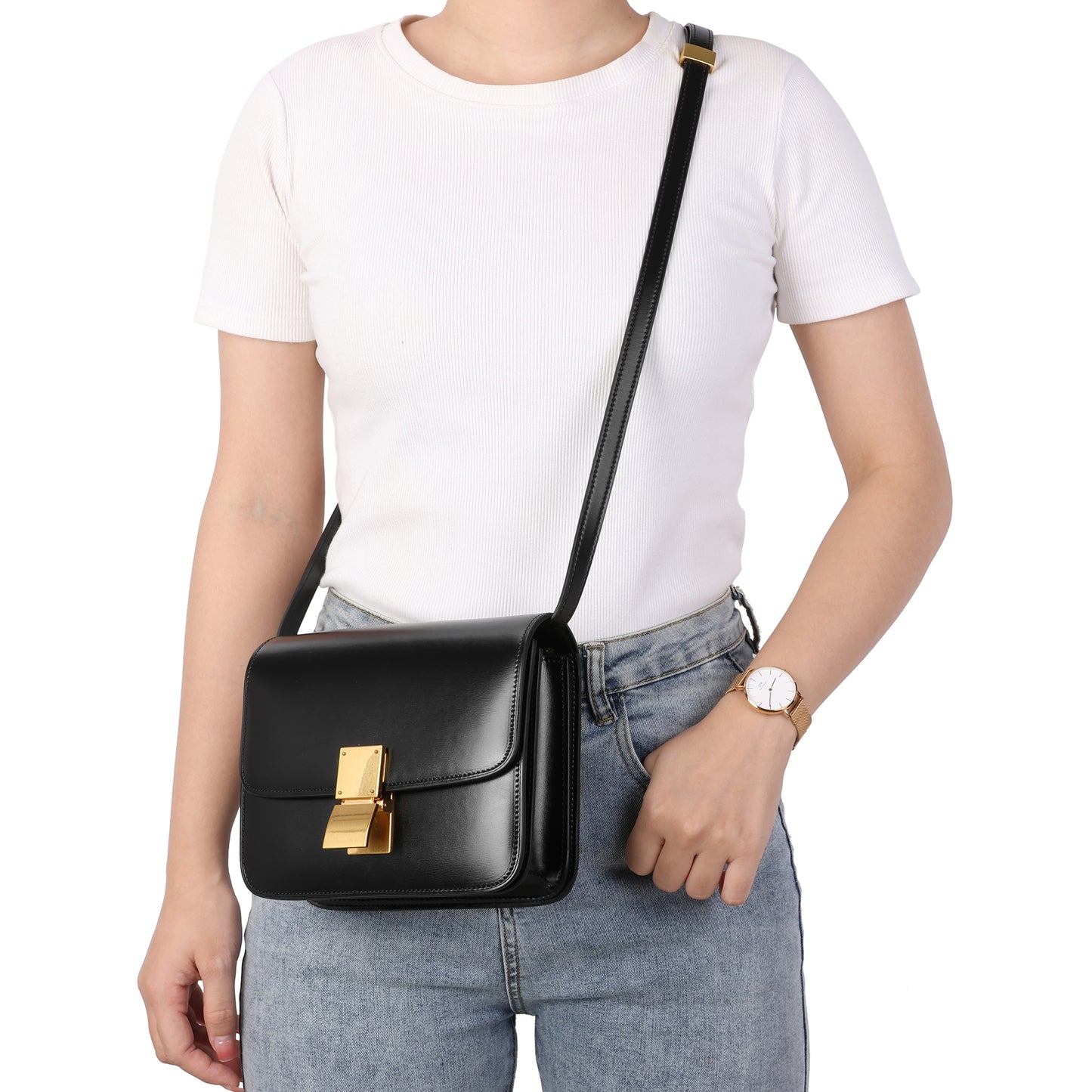 Tiffany & Fred Smooth Nappa Leather Foldover Crossbody/Shoulder Bag