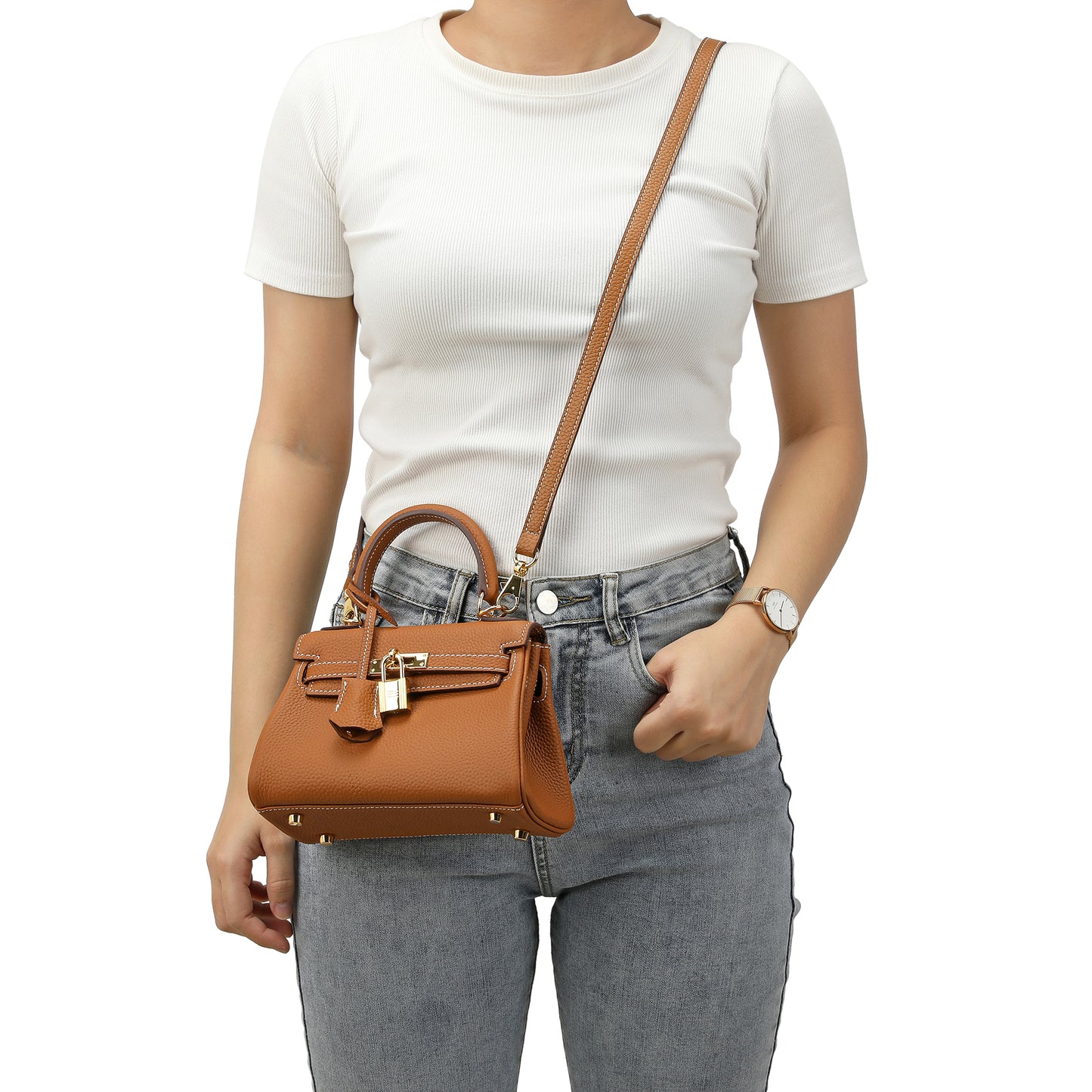 Full-Grain Small Crossbody/Shoulder Leather Bag