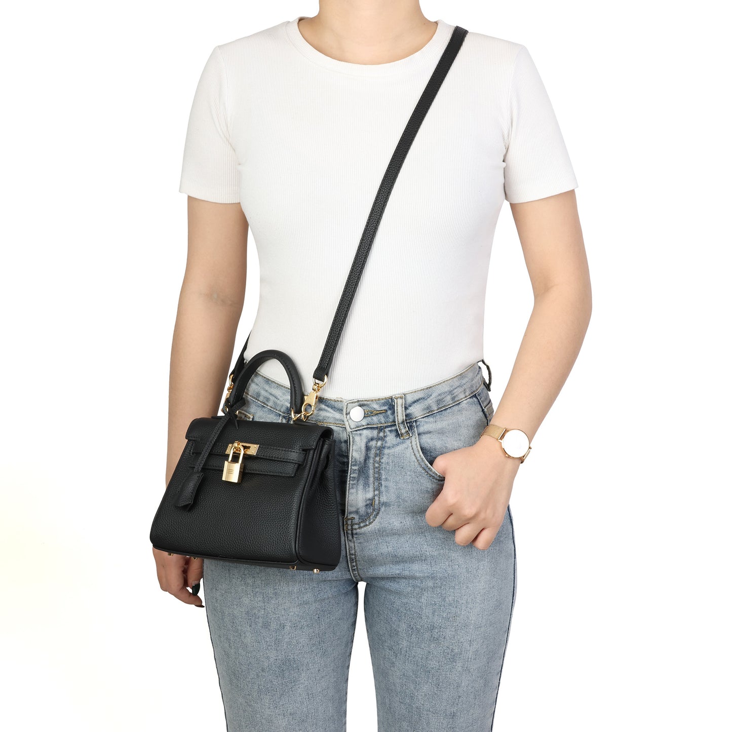 Full-Grain Small Crossbody/Shoulder Leather Bag