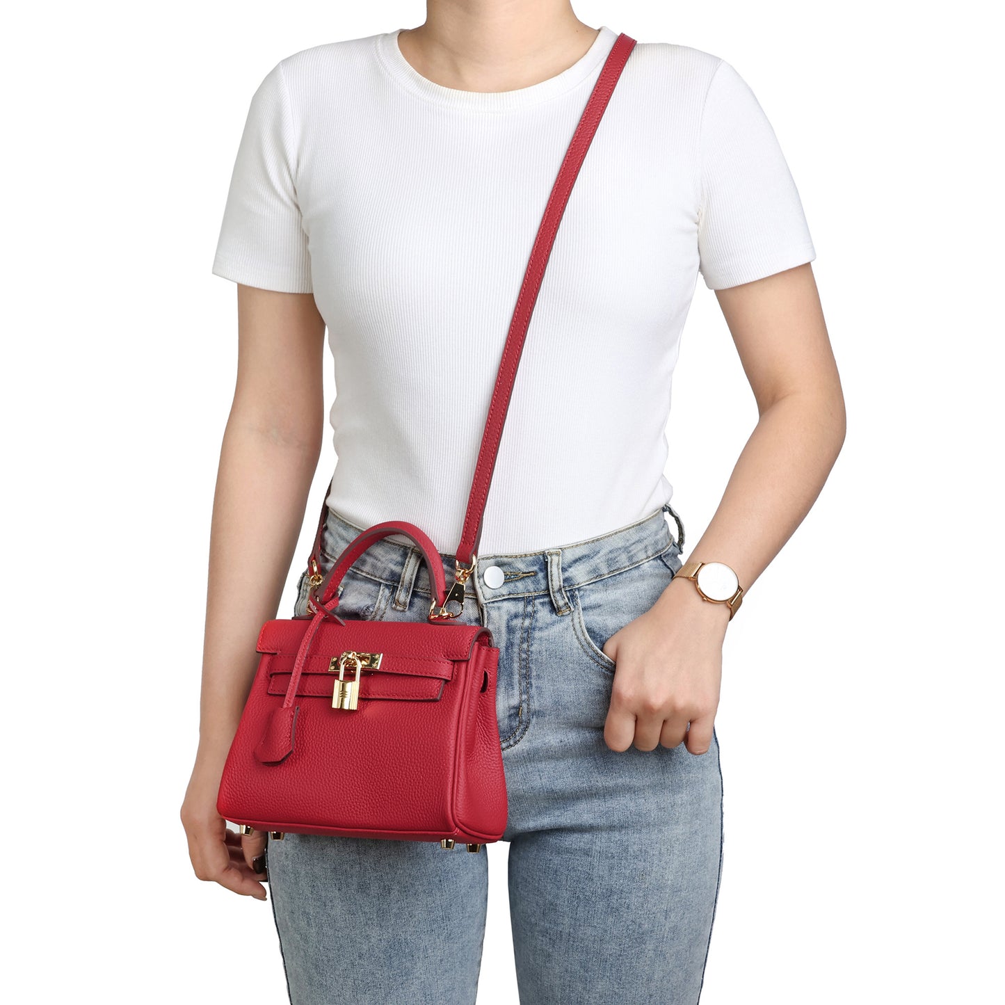 Full-Grain Small Crossbody/Shoulder Leather Bag