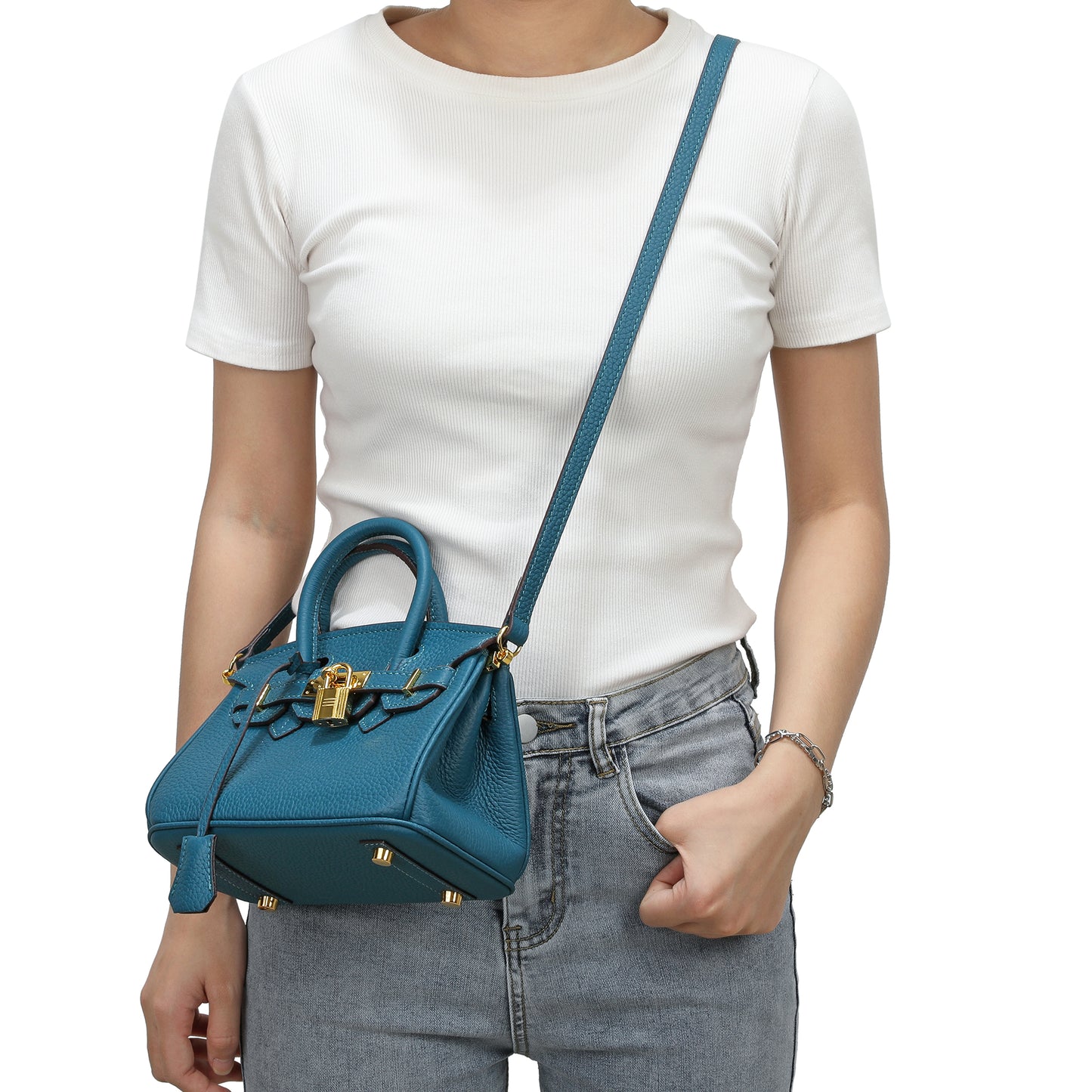 Full-Grain Leather Mini Satchel/ Shoulder Bag