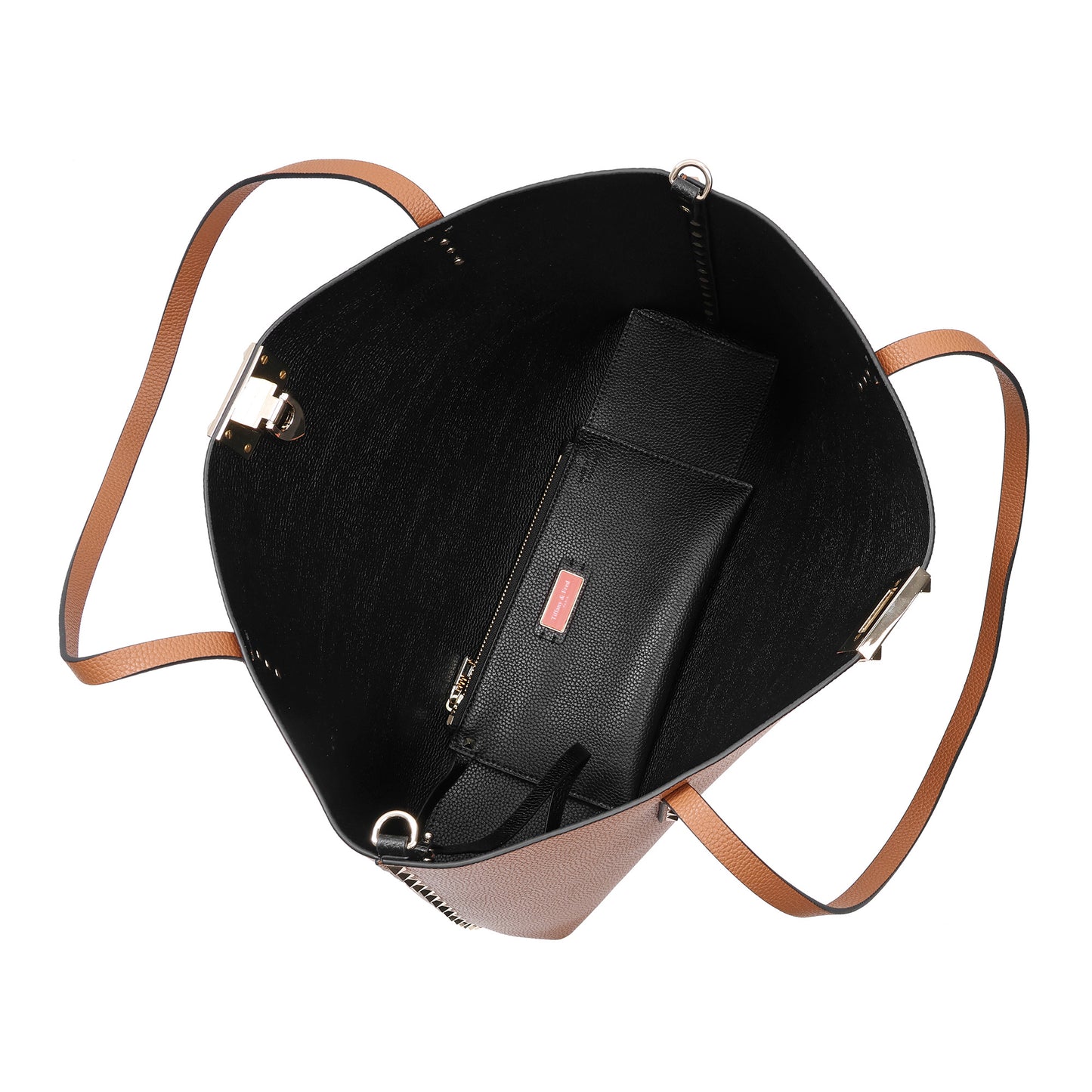 Smooth Leather Studded Tote with Detachable Crossbody Strap