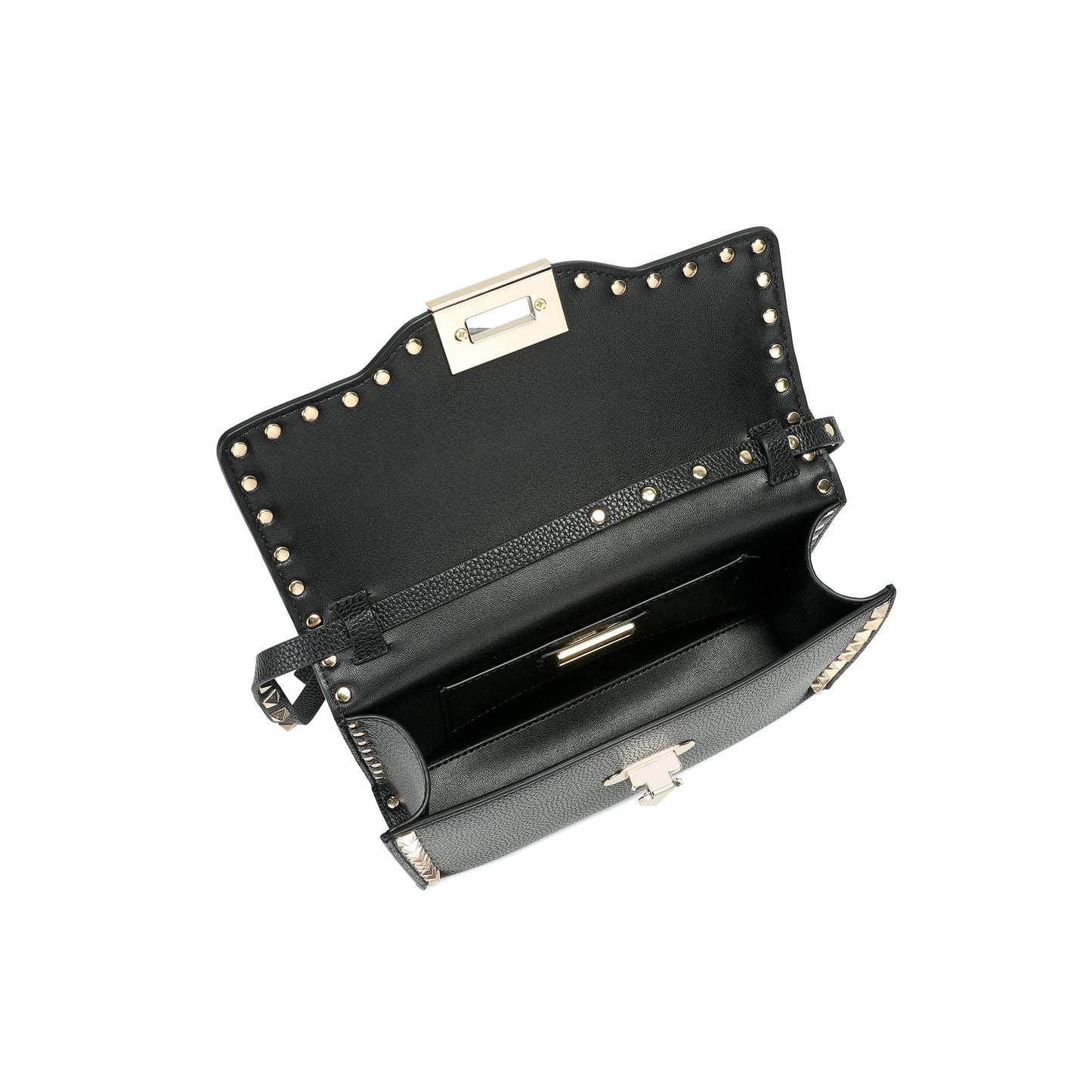 Studded Leather Crossbody Flap Bag