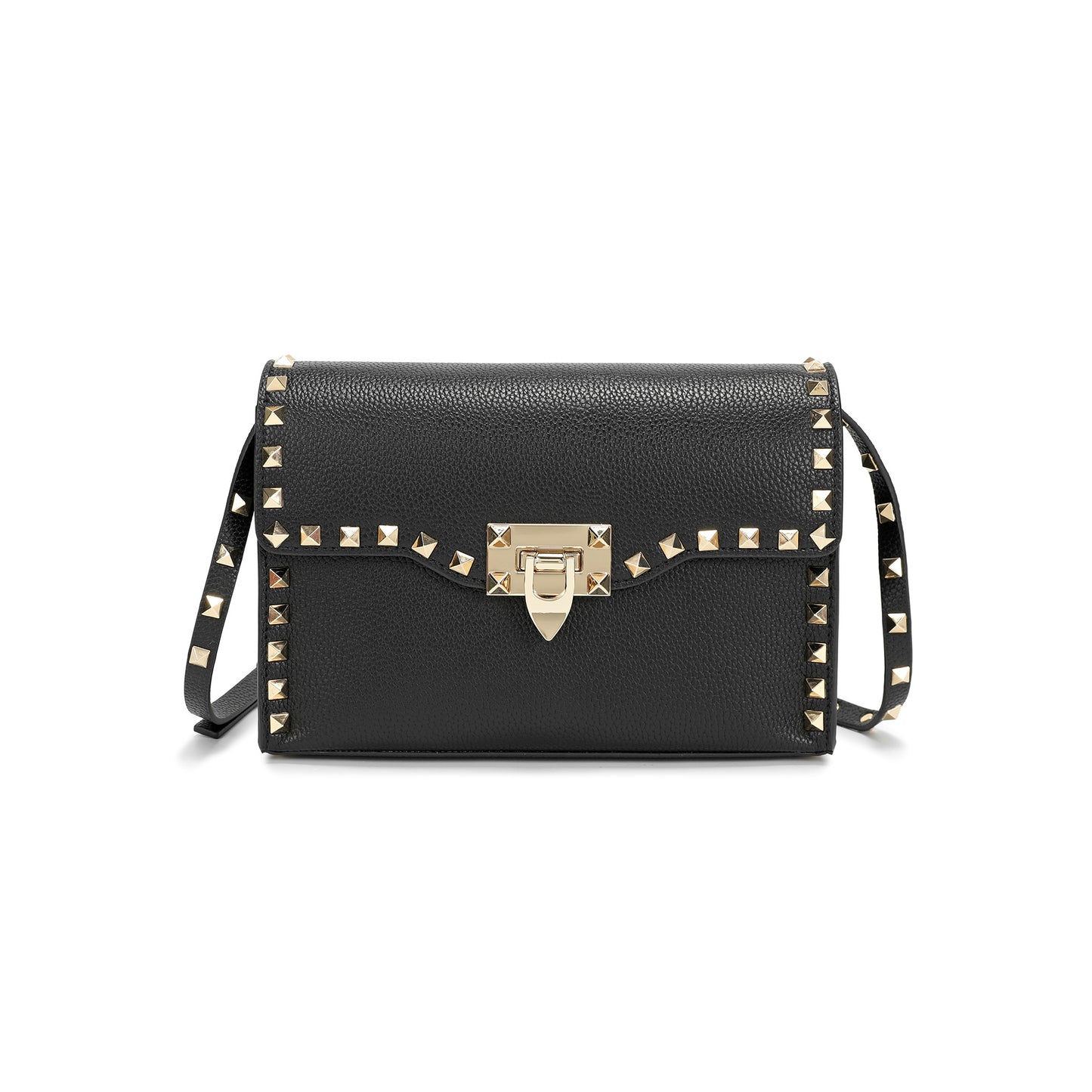 Studded Leather Crossbody Flap Bag