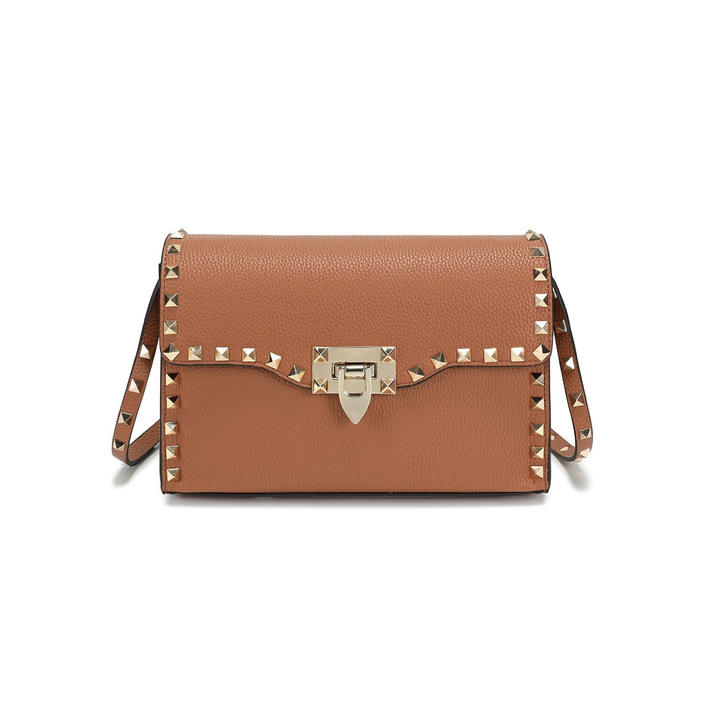 Studded Leather Crossbody Flap Bag