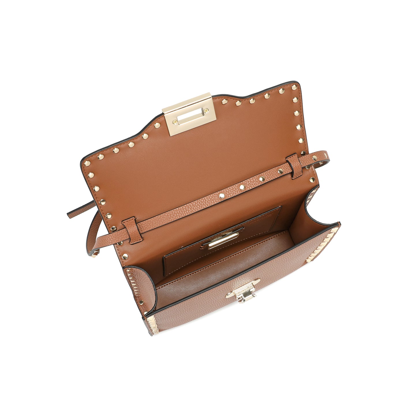 Studded Leather Crossbody Flap Bag