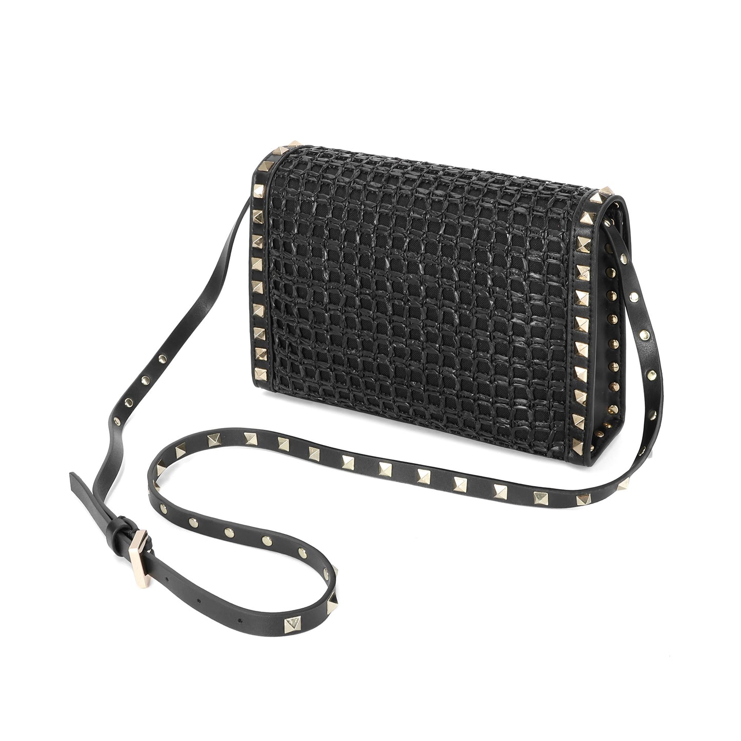 Luxe Studded Woven Crossbody Bag