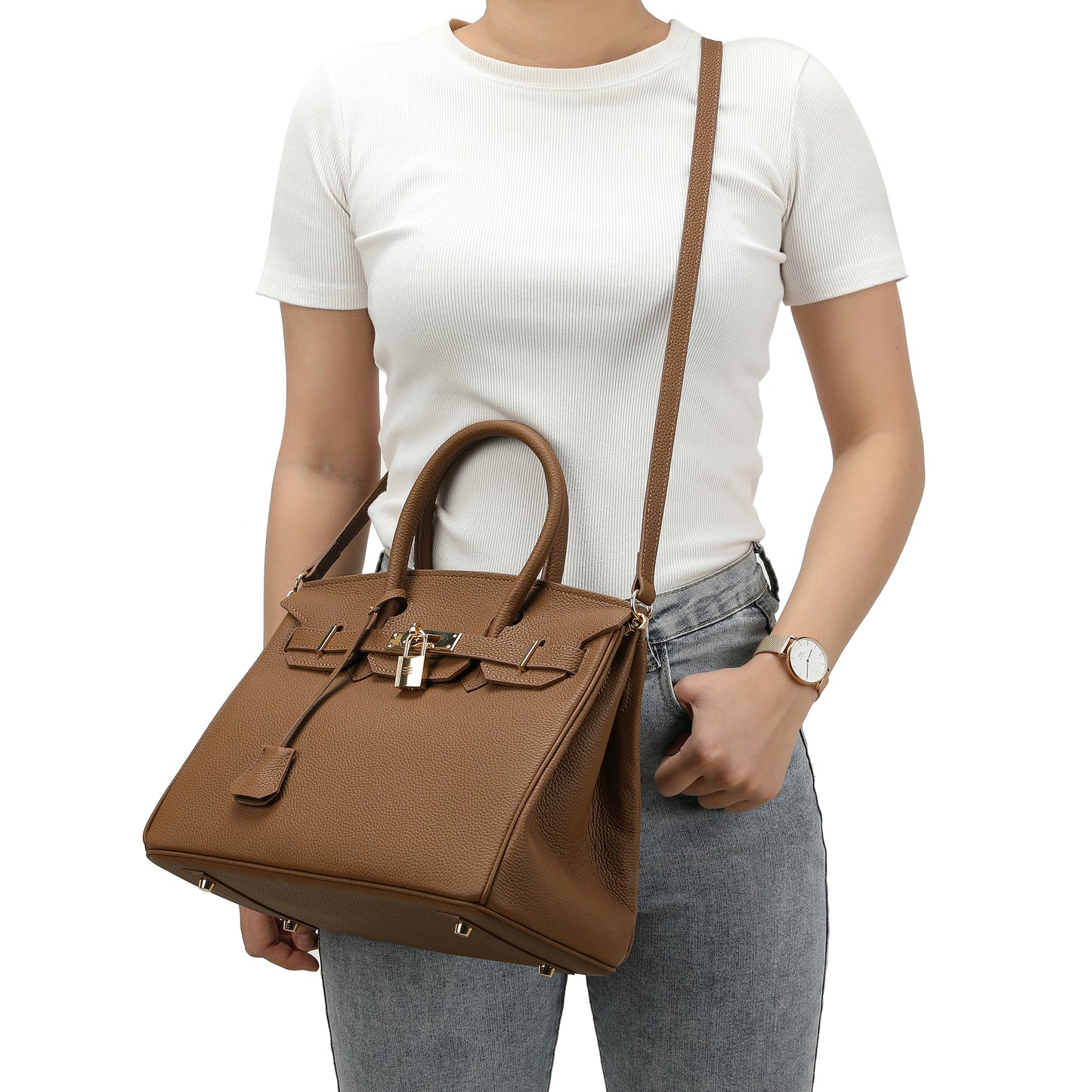 Tiffany & Fred Top-Grain Large Leather Satchel