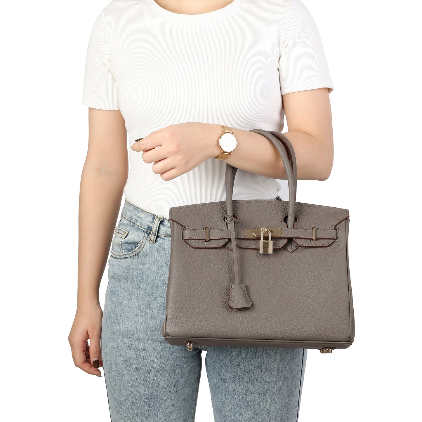 Tiffany & Fred Top-Grain Large Leather Satchel