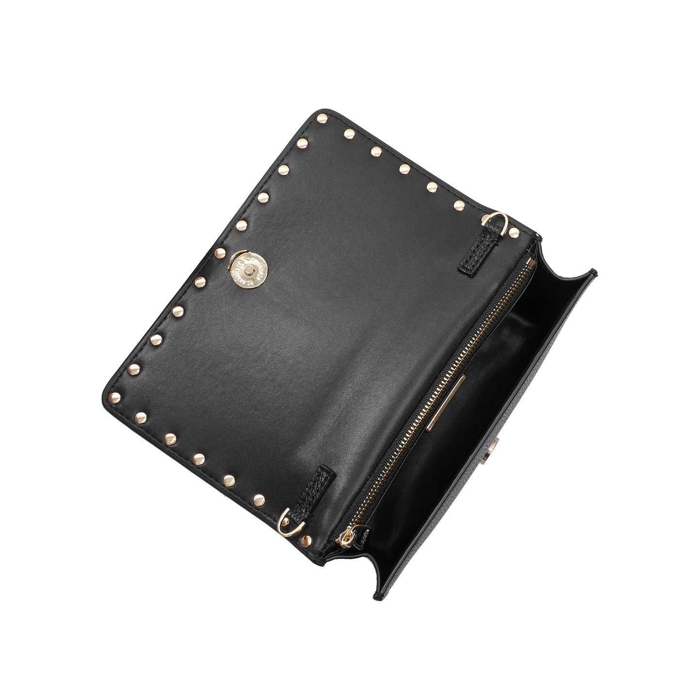 Pebbled Leather Mini Crossbody Bag with Stud Trim
