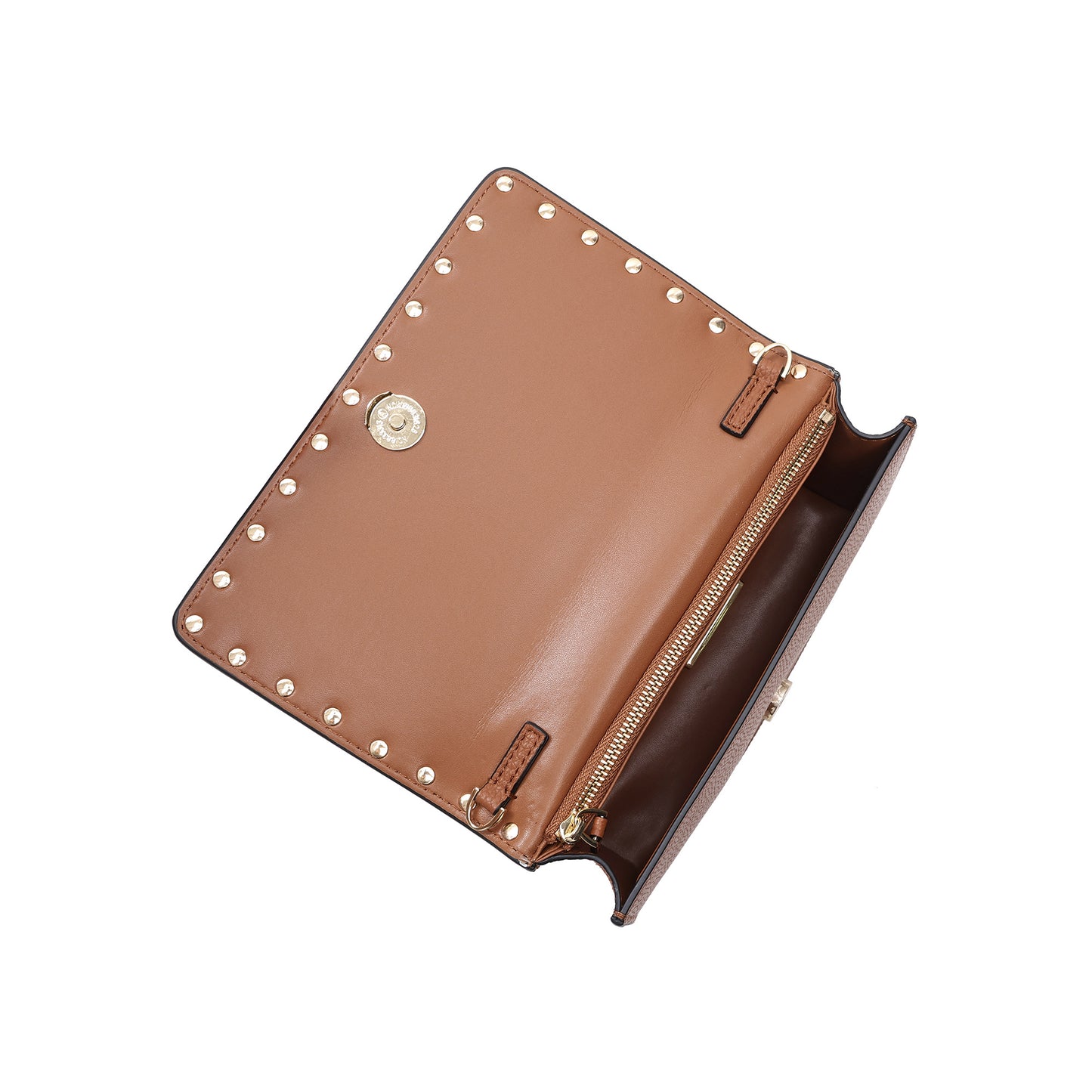 Pebbled Leather Mini Crossbody Bag with Stud Trim