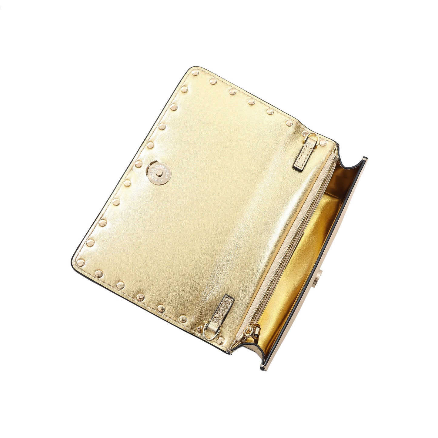 Pebbled Leather Mini Crossbody Bag with Stud Trim