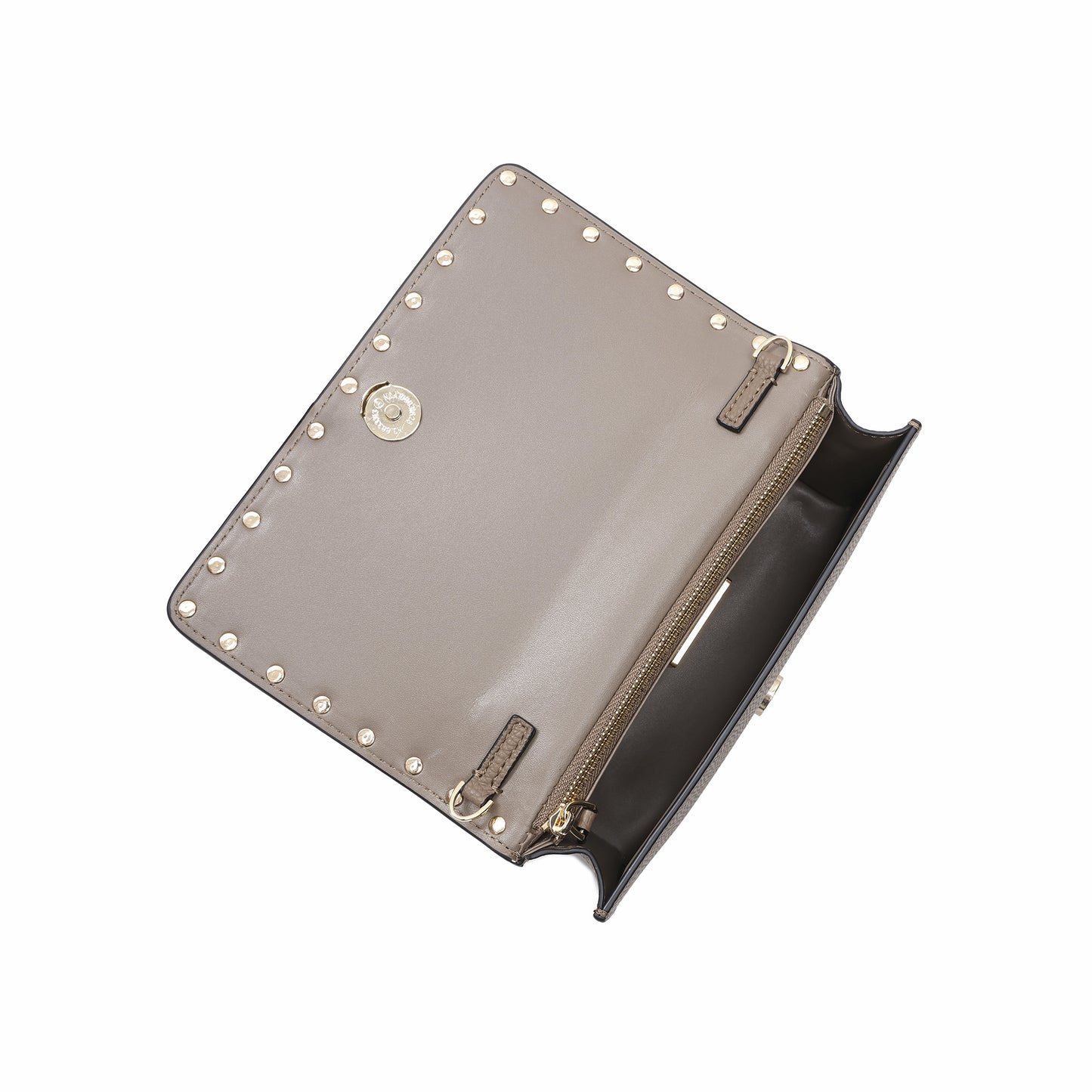 Pebbled Leather Mini Crossbody Bag with Stud Trim