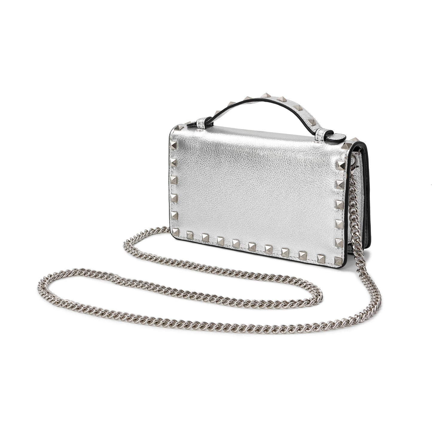 Pebbled Leather Mini Crossbody Bag with Stud Trim