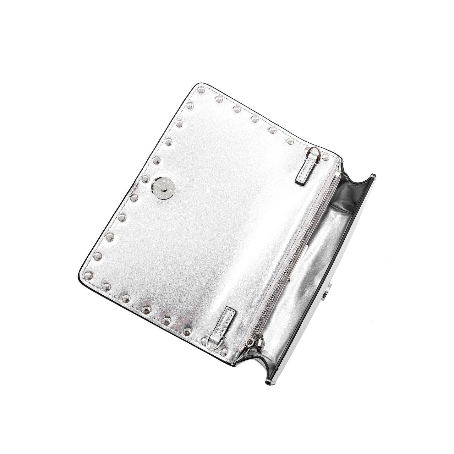 Pebbled Leather Mini Crossbody Bag with Stud Trim