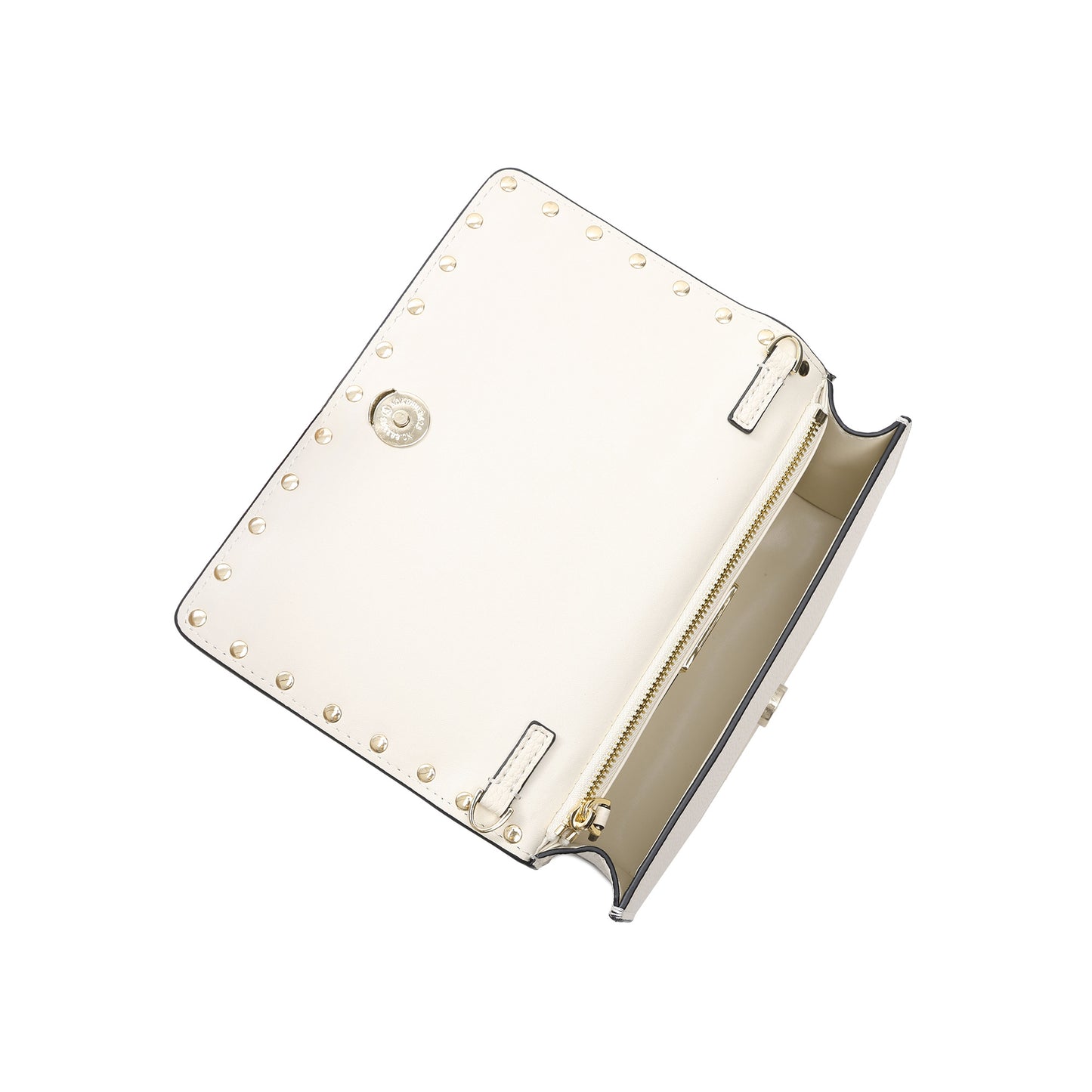 Pebbled Leather Mini Crossbody Bag with Stud Trim