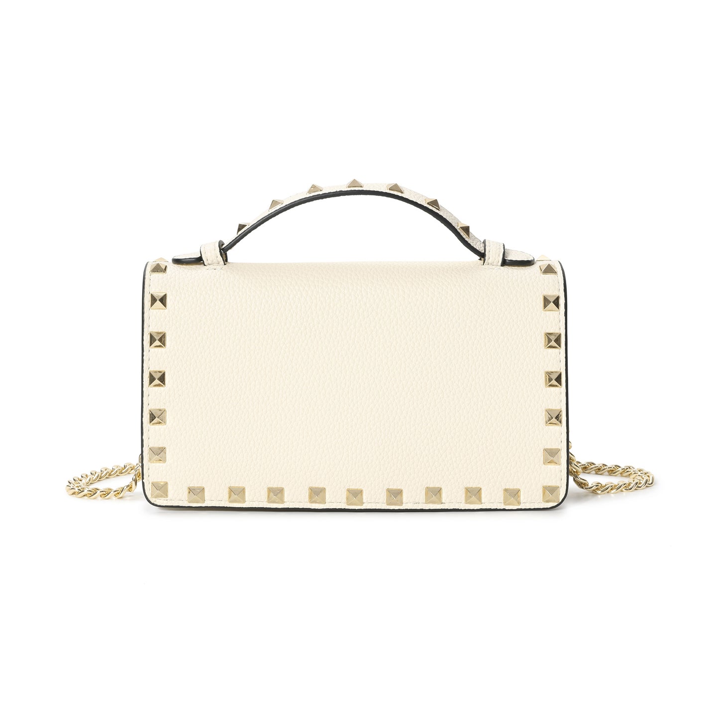 Pebbled Leather Mini Crossbody Bag with Stud Trim