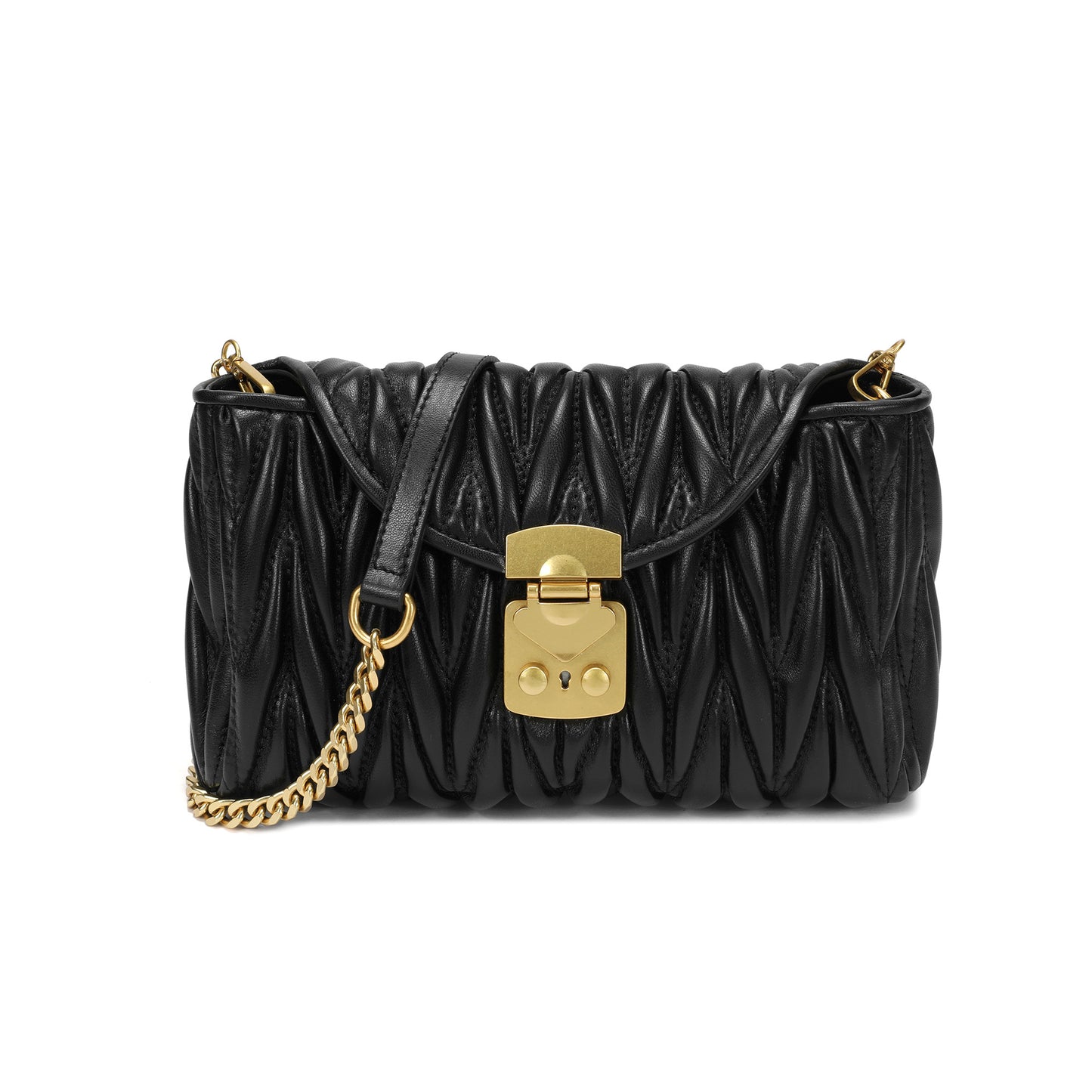 Quilted Leather Crossbody Bag with Gold-Tone Lock