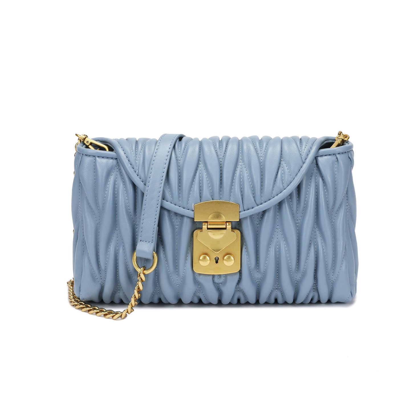 Quilted Leather Crossbody Bag with Gold-Tone Lock