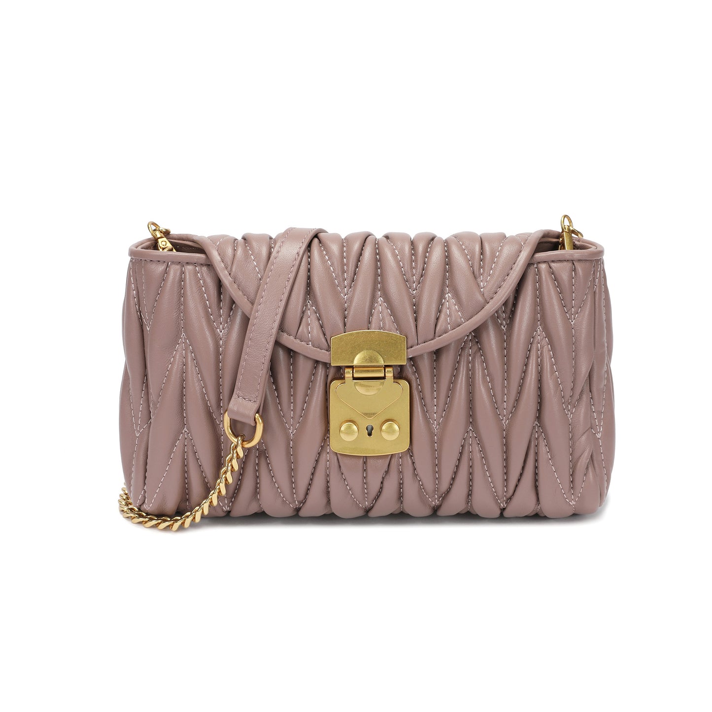 Quilted Leather Crossbody Bag with Gold-Tone Lock