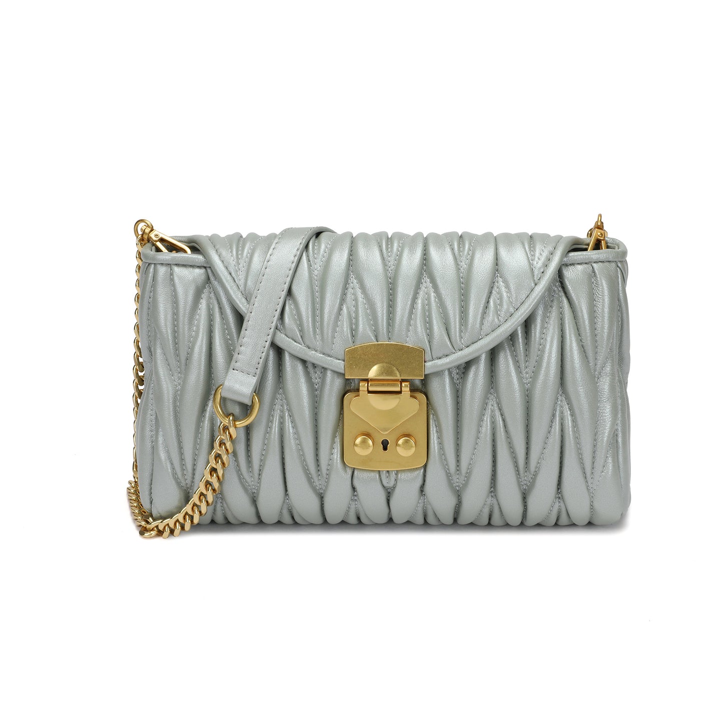 Quilted Leather Crossbody Bag with Gold-Tone Lock