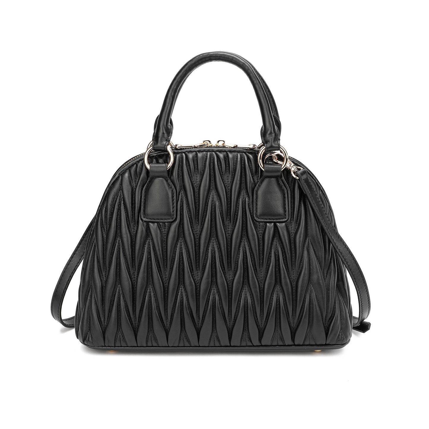 Tiffany & Fred Pleated Lambskin Leather Satchel/Shoulder Bag