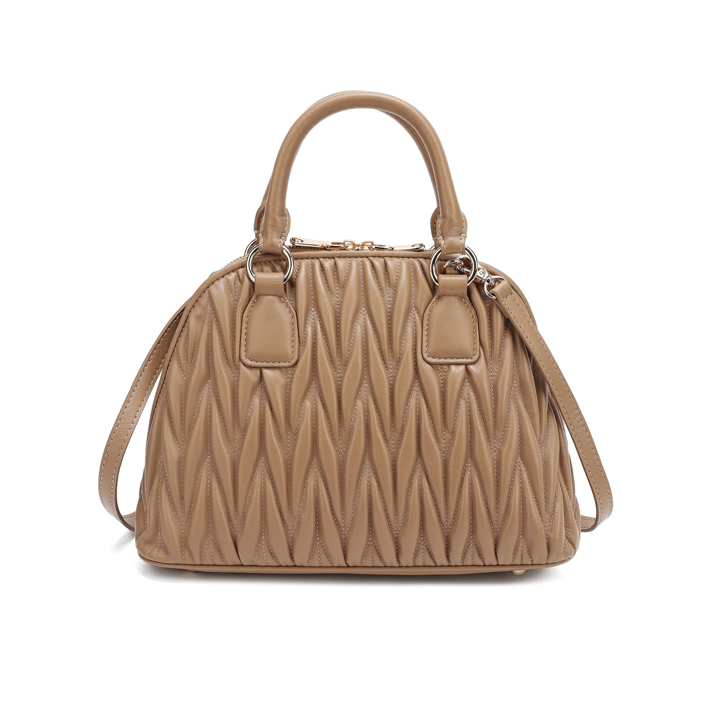 Tiffany & Fred Pleated Lambskin Leather Satchel/Shoulder Bag