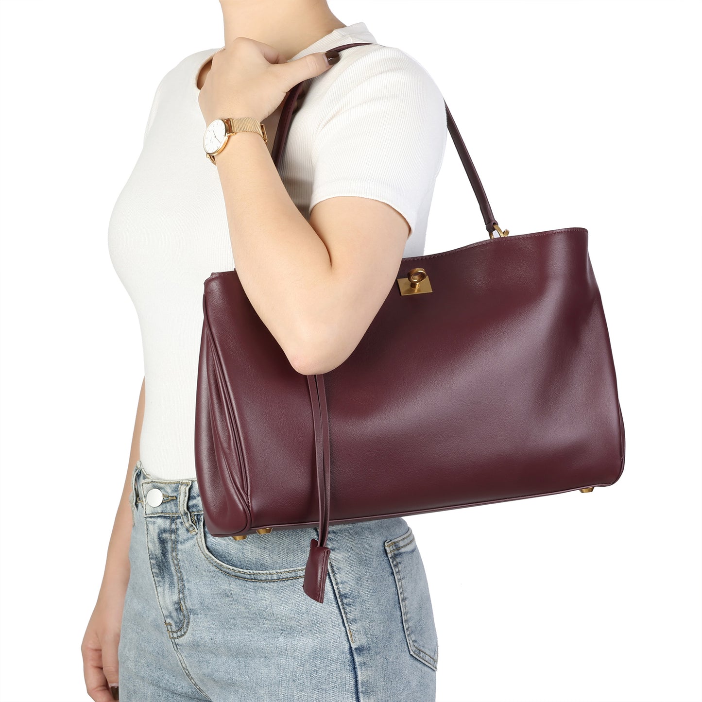 Versatile Elegance Leather Handbag