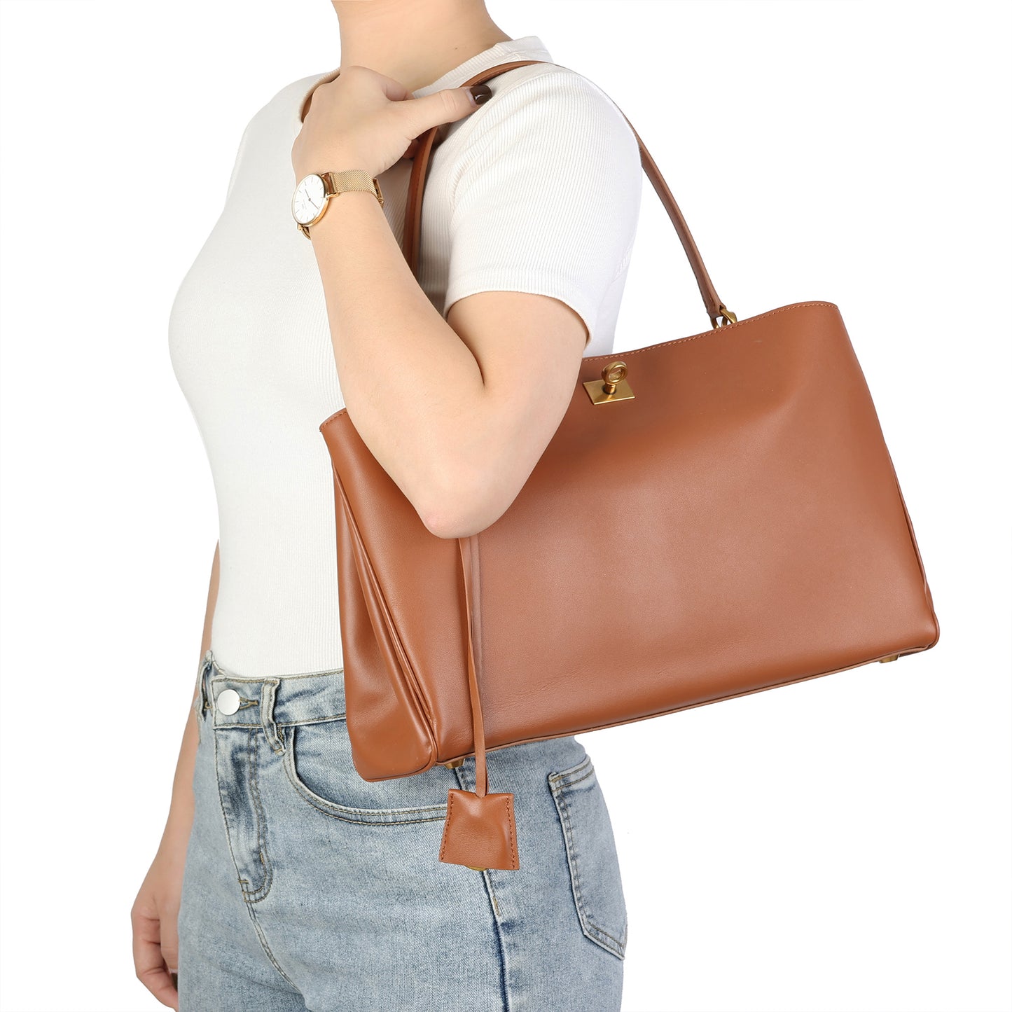 Versatile Elegance Leather Handbag