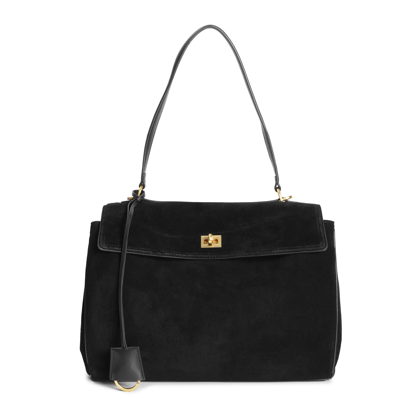Suede Top-Handle Satchel with Convertible Strap