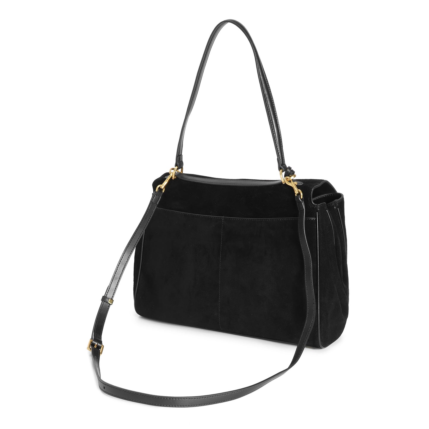 Suede Top-Handle Satchel with Convertible Strap