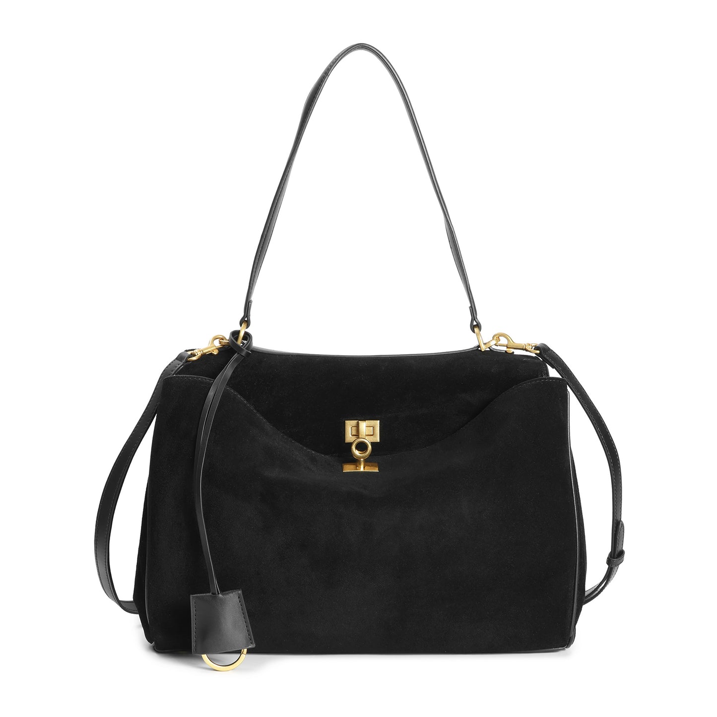 Suede Top-Handle Satchel with Convertible Strap