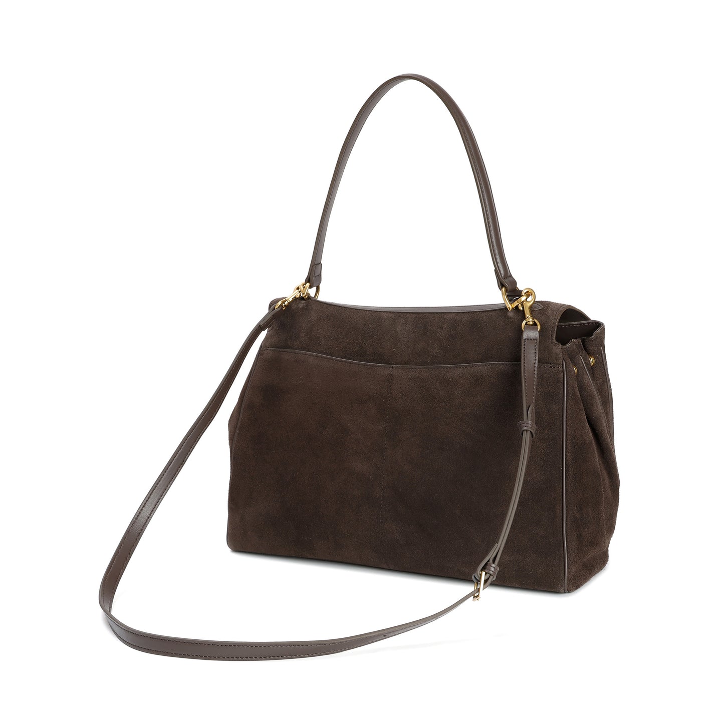 Suede Top-Handle Satchel with Convertible Strap