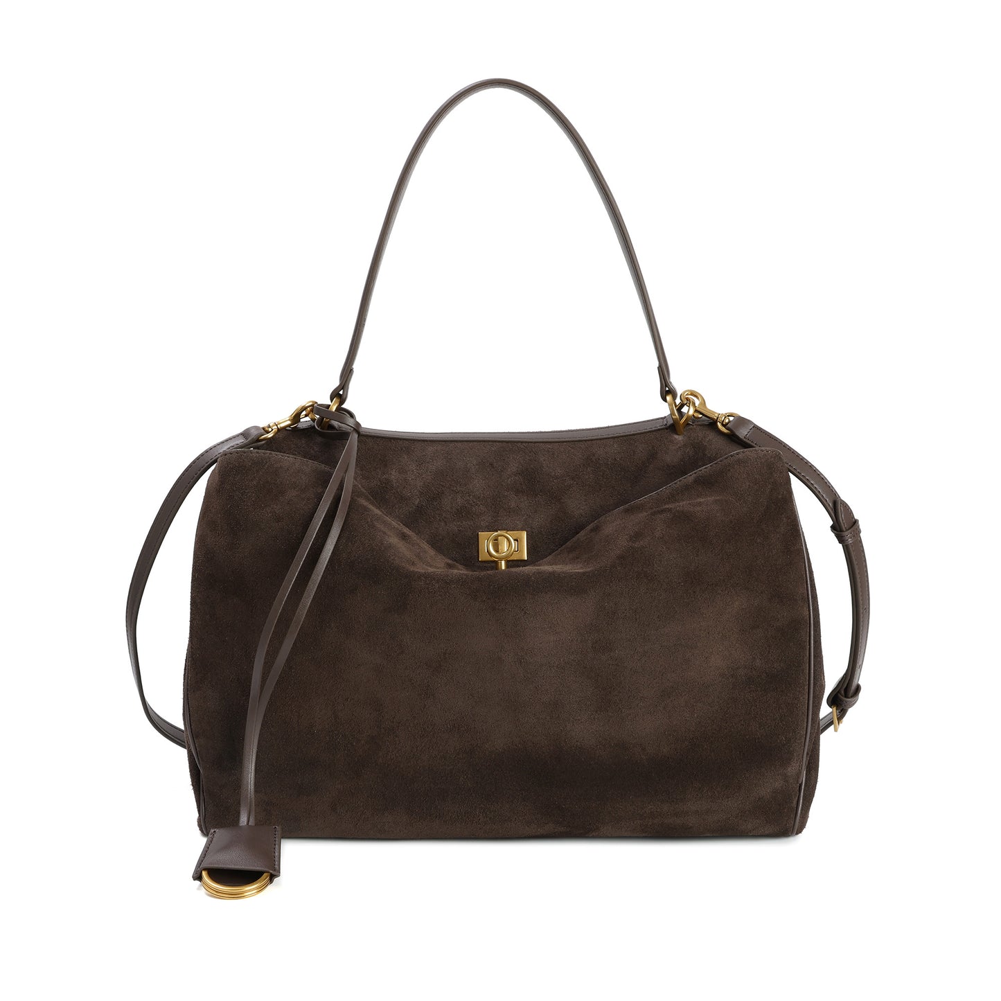 Suede Top-Handle Satchel with Convertible Strap